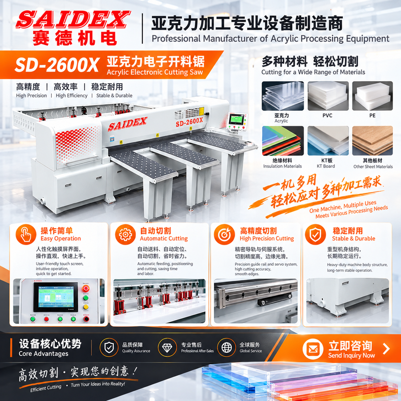 2600mm Sawing Width 80mm Sawing Thickness 16kW Total Power Acrylic Cutting Saw and Acrylic Cutting Machine for PMMA PS MS Sheets